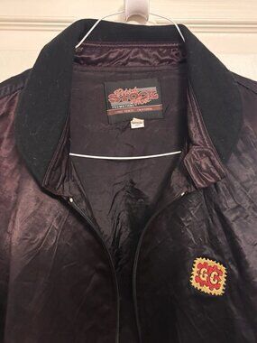 Vtg Gold Coast Master Apparel Jacket Mens Black Satin Casino Vegas Zip XXL XxxL